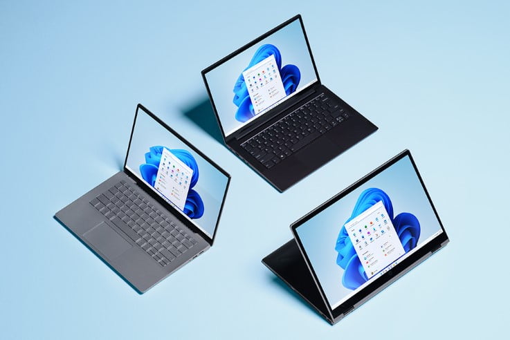3 bærbare computere med Windows 11